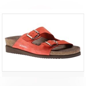 Harmony Coral Nubuck Leather Slide Sandal, Size 40